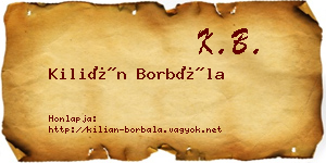 Kilián Borbála névjegykártya