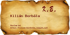 Kilián Borbála névjegykártya